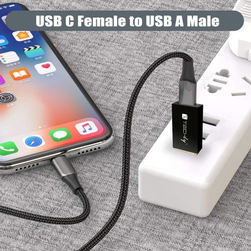Techly IADAP USB3-AFT cable gender changer USB A USB C Black