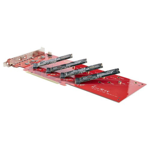 StarTech.com Quad M.2 PCIe Adapter Card, PCIe x16 to Quad NVMe or AHCI M.2 SSDs, PCI Express 4.0, 7.8GBps/Drive, Bifurcation Required, Windows/Linux Compatible