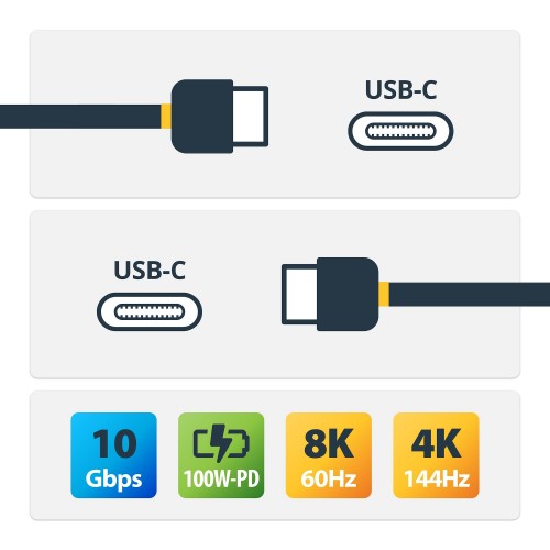 StarTech.com 20" (50cm) Side Screw Locking USB C Cable 10Gbps - USB 3.1/3.2 Gen 2 Type-C Cable - 100W (5A) Power Delivery Charging, DP Alt Mode - Dual Screw Lock - USB-C Cord Charge/Sync