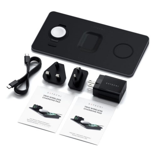 Satechi ST-X3TWCPM mobile device charger Headphones, Smartphone, Smartwatch Black AC Wireless charging Indoor