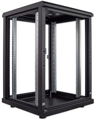 Intellinet 19" Network Cabinet - Free Standing, 16U, 600x600mm (width x depth), Black, Flatpack, Max 1500kg, Multi-Point Door Lock, One Lock Per Side Panel, Usable Depth 123 to 373mm, IP20 rated, Rack, Steel