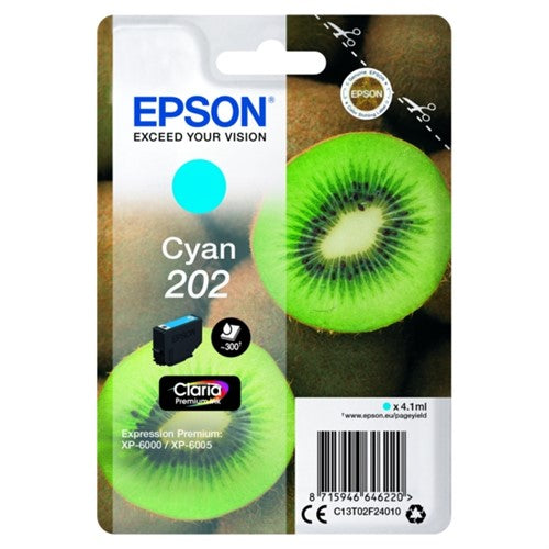 Epson C13T02F24010/202 Ink cartridge cyan, 300 pages 4,1ml for Epson XP 6000