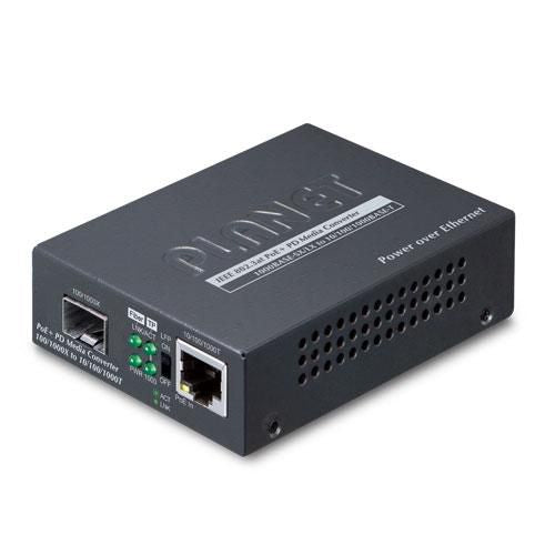 PLANET 802.3at PoE+ PD network media converter 2000 Mbit/s Black