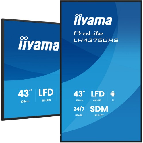 iiyama 43" 4K UHD Professional Digital Signage 24/7 display featuring Android OS, FailOver and Intel® SDM slot