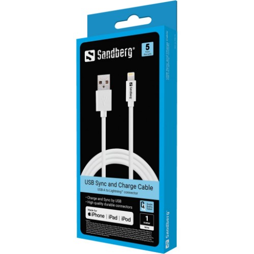 Sandberg USBLightning MFI 1m White