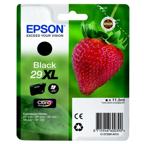 Epson C13T29914012/29XL Ink cartridge black high-capacity, 470 pages ISO/IEC 19752 11,3ml for Epson XP 235/335