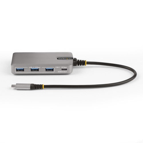 StarTech.com 4-Port USB-C Hub with USB-C DP Alt Mode Video Output 4K 60Hz - 3x USB-A, 1x USB Type-C, 100W Power Delivery Pass-Through, USB 3.2 10Gbps, 1ft/30cm Cable, Portable USB Hub
