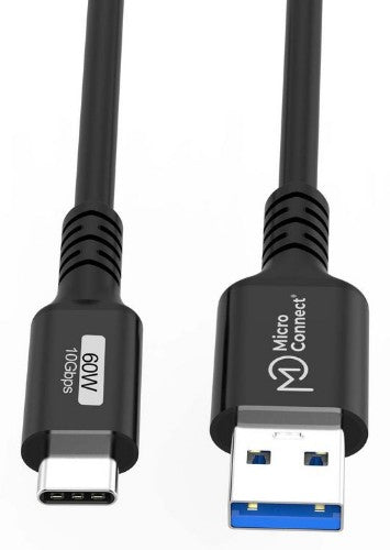 Microconnect USB3.2AC025 USB cable USB 3.2 Gen 2 (3.1 Gen 2) 0.25 m USB C USB A 60 W Black