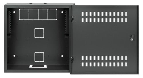 Intellinet Low-Profile 19" Wall Mount Cabinet with 4U Horizontal and 2U Vertical Rails Slim, Space-saving Enclosure with Only 170 mm (6.7 in.) Depth, Ideal for AV, Multimedia and Surveillance Applications, Assembled, Black RAL 7021