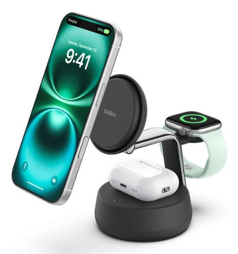 Belkin WIZ040MYCH mobile device charger Headphones, Smartphone Black, Chrome USB Wireless charging Fast charging Indoor