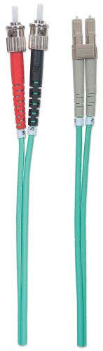 Intellinet Fiber Optic Patch Cable, OM3, ST/LC, 2m, Aqua, Duplex, Multimode, 50/125 µm, LSZH, Fibre, Lifetime Warranty