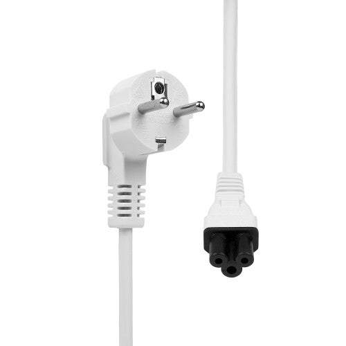 ProXtend Angled Type F (Schuko) to C5 Power Cable, White 2m