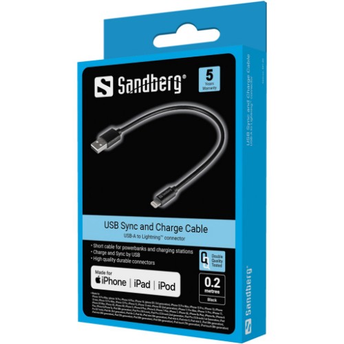 Sandberg USBLightning MFI 0.2m Black