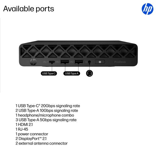 HP ProDesk 4 G1i AI PC Intel Core Ultra 5 235T 16 GB DDR5-SDRAM 512 GB SSD Windows 11 Pro Mini PC Black