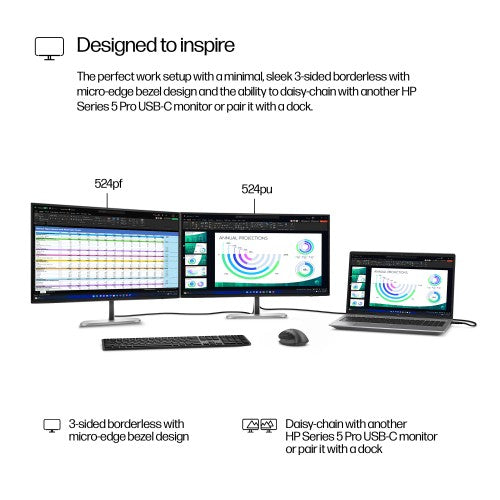 HP Series 5 Pro 23.8 inch FHD No Stand Monitor - 524pf