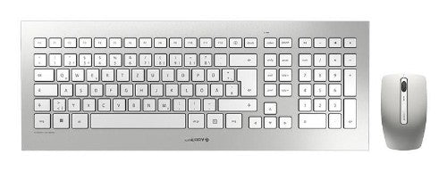 CHERRY DW 8000 keyboard Mouse included Office RF Wireless QWERTZ German Silver, White