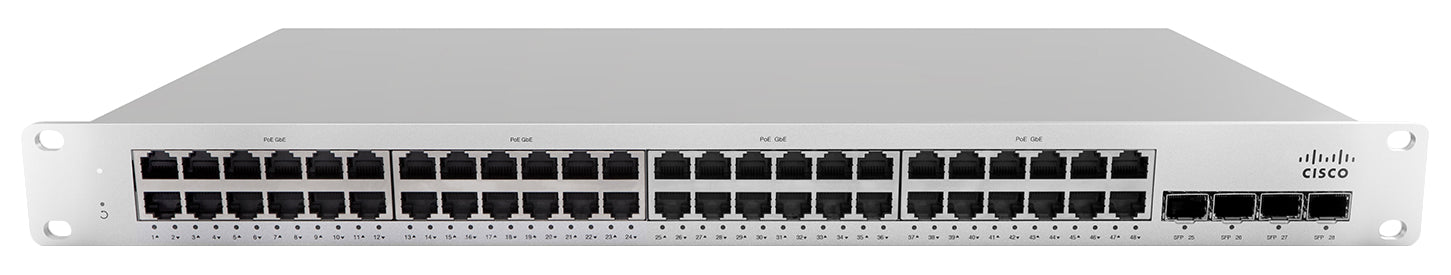 Cisco Meraki MS210-48FP Managed L2 Gigabit Ethernet (10/100/1000) Power over Ethernet (PoE) 1U Grey