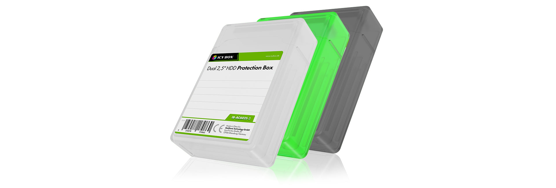 ICY BOX IB-AC6025-3 Pouch case Plastic Green, Grey, White