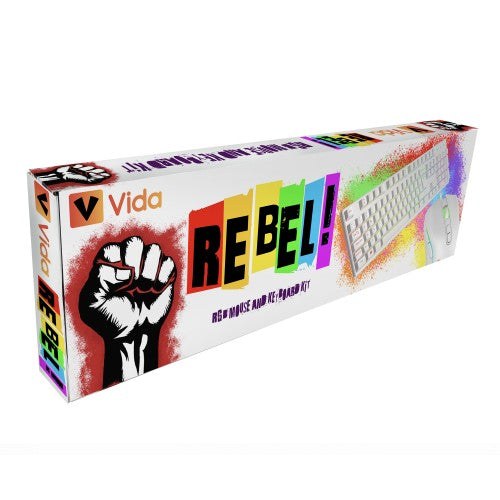 VIDA REBEL 2IN1 WHITE USB DESK KIT keyboard Mouse included Gaming QWERTY UK English
