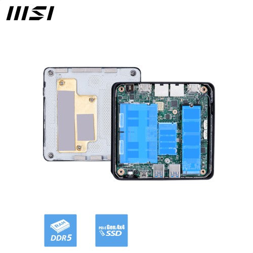 MSI Cubi NUC AI 1UMG Intel Core Ultra 7 155H, Barebone, NUC, SFF, Mini Computer, HTPC, (NO RAM, NO Storage, NO OS), Intel Graphics/DDR5/Dual ThunderBolt 4/Dual HDMI/Dual LAN/WiFi 6E/BT 5.3/VESA
