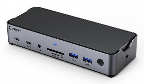 eSTUFF GLB232006 laptop dock/port replicator Wired USB 3.2 Gen 1 (3.1 Gen 1) Type-C Aluminium, Black