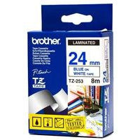 Brother TZE-253 DirectLabel blue on white Laminat 24mm x 8m for Brother P-Touch TZ 3.5-24mm/HSE/36mm/6-24mm/6-36mm