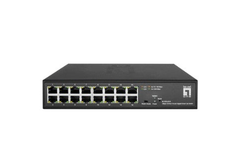 LevelOne Hilbert 10” 16-Port Gigabit Smart Lite Switch, 16 x Gigabit RJ45 (10/100/1000)