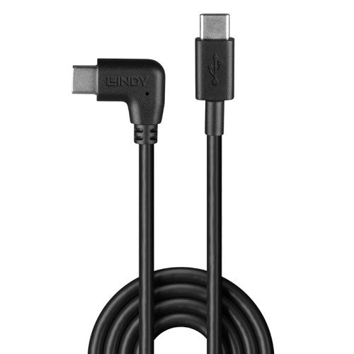 Lindy 0.5m USB 2.0 Straight USB-C to Right-Angled USB-C Cable
