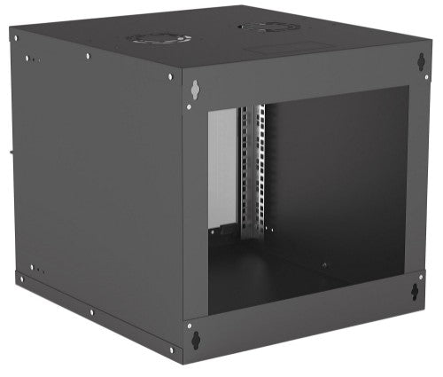 Intellinet 19" Network Cabinet - Wall Mount (Basic), 9U, 560mm Deep, Black, Flatpack, Max 50kg, Usable Depth 500mm, Glass Door, 19" Rack, Parts for wall installation (eg screws and rawl plugs) not included