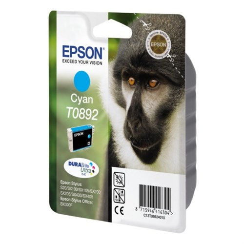 Epson C13T08924011/T0892 Ink cartridge cyan, 170 pages ISO/IEC 24711 3.5ml for Epson Stylus S 20/SX 115/SX 415