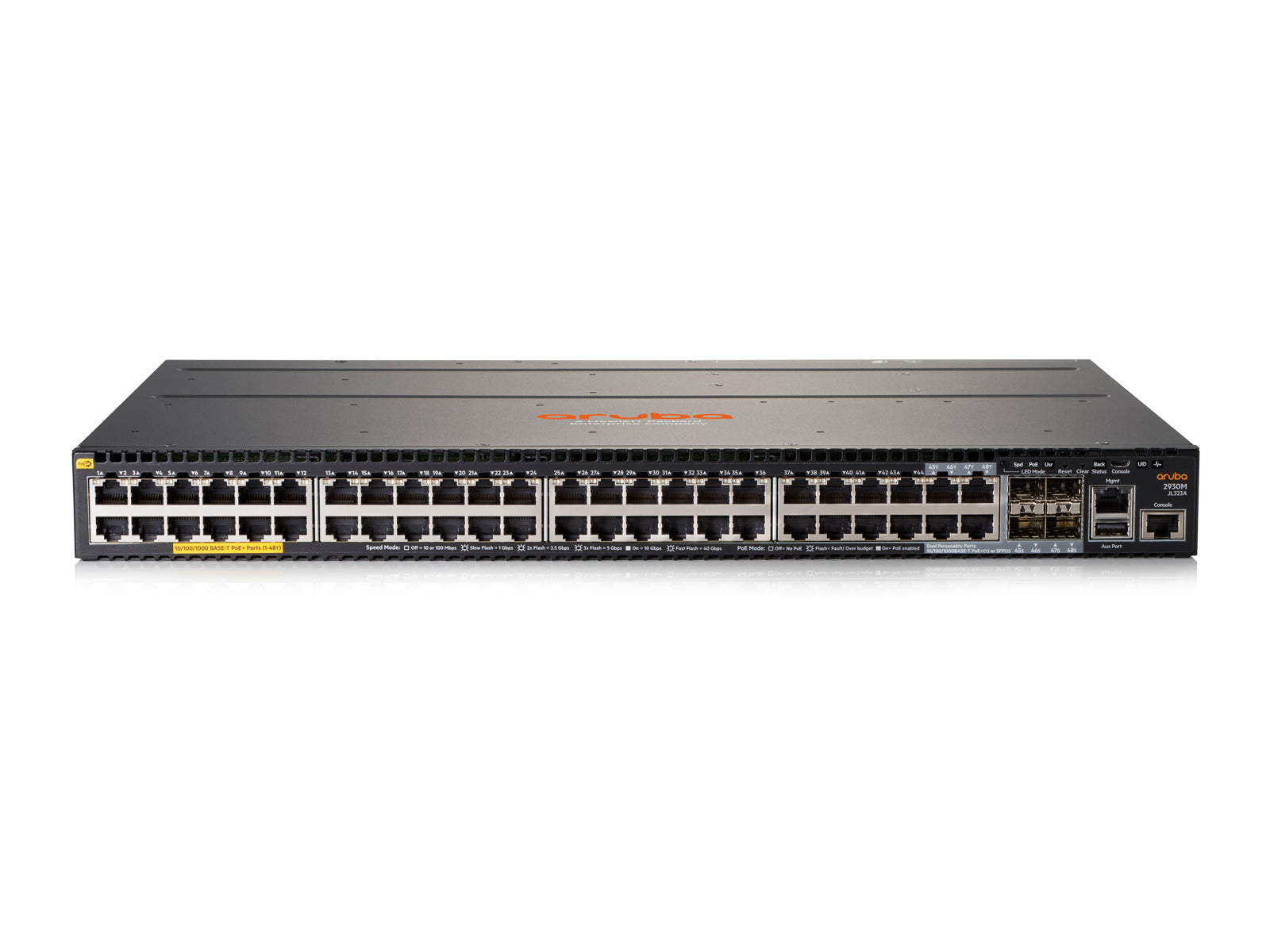 HPE Aruba Networking Aruba 2930M 48G PoE+ 1-slot Managed L3 Gigabit Ethernet (10/100/1000) Power over Ethernet (PoE) 1U Grey