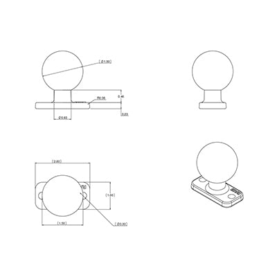 RAM Mounts Ball Base with 1.5" 2-Hole Pattern