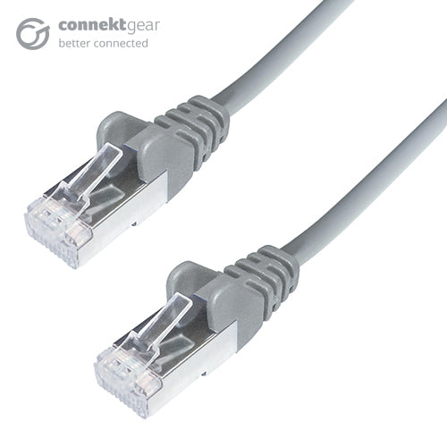 connektgear 5m RJ45 CAT6A SSTP Stranded Flush Moulded LS0H Network Cable - 26AWG - Grey