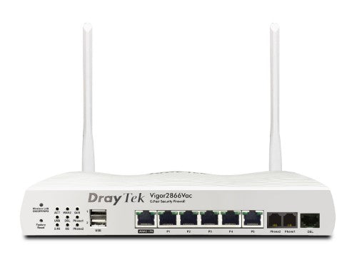 Draytek Vigor 2866AX: Gfast Modem-Firewall wireless router Gigabit Ethernet Dual-band (2.4 GHz / 5 GHz) Grey