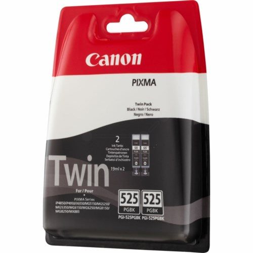 Canon 4529B017/PGI-525PGBK Ink cartridge black pigmented twin pack Blister, 2x323 pages ISO/IEC 24711 19ml Pack=2 for Canon Pixma IP 4850/MG 5350/MG 6150/MG 6250/MX 885