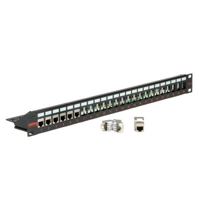 ROLINE Keystone 19'' Module frame Cat.5/Cat.6/Cat.6a, 24 Ports, shielded black