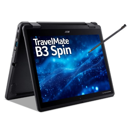 Acer TravelMate Spin B3 TMB312RN-31 N250 8GB/256GB W11P EDU Intel® N Laptop 31 cm (12.2") Touchscreen WUXGA LPDDR5-SDRAM SSD Wi-Fi 6E (802.11ax) Windows 11 Pro Education Black