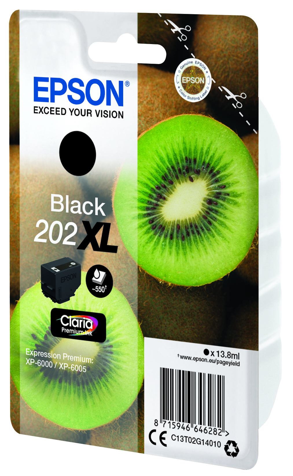 Epson C13T02G14020/202XL Ink cartridge black high-capacity Blister Acustic Magnetic, 550 pages 13,8ml for Epson XP 6000