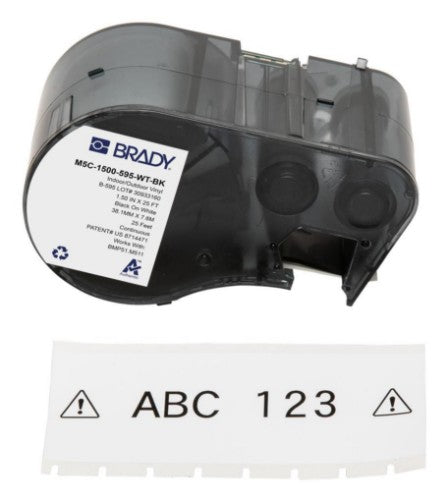 Brady M5C-1500-595-WT-BK printer label Black, White Self-adhesive printer label