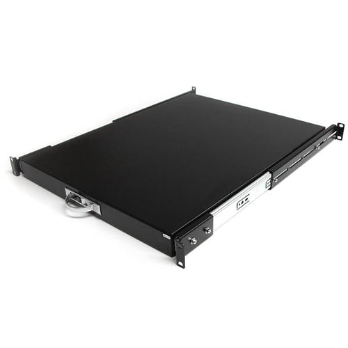 StarTech.com 1U Sliding Server Rack Mount Keyboard Shelf Tray, 55lbs (25Kg), 22in (55cm) Deep Steel Pull Out Drawer for 19" AV, Network Equipment Rack