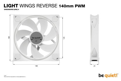 be quiet! Light Wings 140 mm PWM Reverse White Computer case Fan 14 cm 1 pc(s)