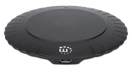 Manhattan Smartphone Wireless Charging Pad, 5W charging, QI certified, Black, Micro-USB to USB-A cable included, Micro-USB input into pad, USB-A wall charger/input required (not included), Cable 0.5m, Three Year Warranty
