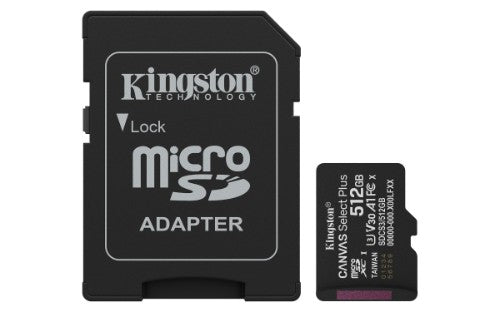 Kingston Technology 512GB microSDXC Canvas Select Plus Gen3 150MB/s A1 Card + Adapter