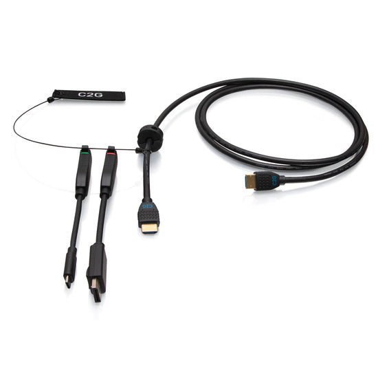 C2G 6ft (1.8m) 4K HDMI® Premium Cable and Dongle Adapter Ring with Color Coded DisplayPort™ and USB-C®