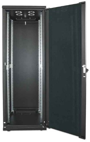 Intellinet 19" Network Cabinet - Free Standing, 22U, 600x800mm (width x depth), Black, Flatpack, Max 1500kg, Multi-Point Door Lock, One Lock Per Side Panel, Usable Depth 123 to 573mm, IP20 rated, Rack, Steel