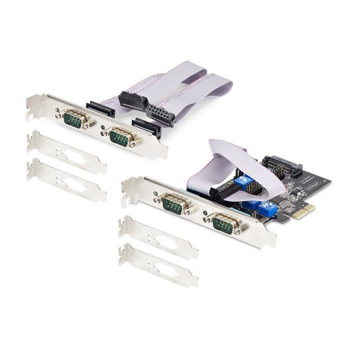 StarTech.com 4-Port Serial PCIe Card, Quad-Port PCI Express to RS232/RS422/RS485 (DB9) Serial Card, Low-Profile Bracket Incl., 16C1050 UART, Windows/Linux, TAA Compliant - Level-4 ESD Protection