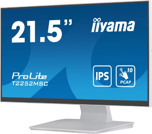 iiyama ProLite 21.5” PCAP 10pt touchscreen monitor featuring IPS panel technology, Edge-to-Edge glass design and anti fingerprint coating