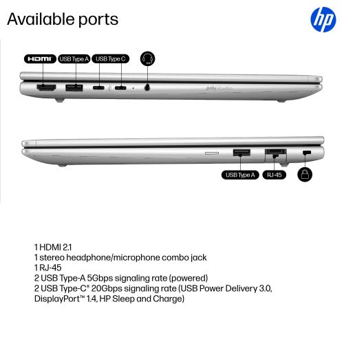 HP ProBook 4 G1i 14 inch Notebook AI PC Wolf Pro Security Edition Intel Core Ultra 5 225H Laptop 35.6 cm (14") Touchscreen WUXGA 32 GB DDR5-SDRAM 1 TB SSD Wi-Fi 7 (802.11be) Windows 11 Pro Silver