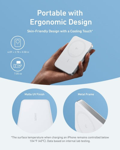 ANKER MAGGO POWER BANK (10K, MAGNETIC WIRELESS), WHITE