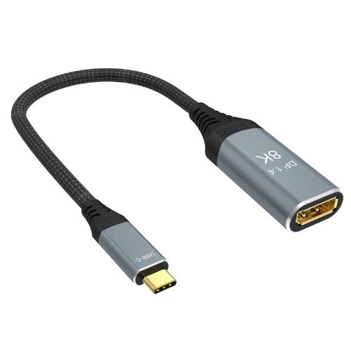 PREVO USBC-DP-ADA video cable adapter 0.2 m USB Type-C DisplayPort Black, Silver